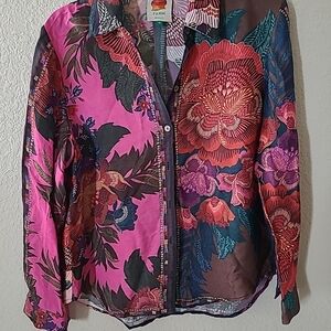 Farm Rio Floral Button-Up Shirt